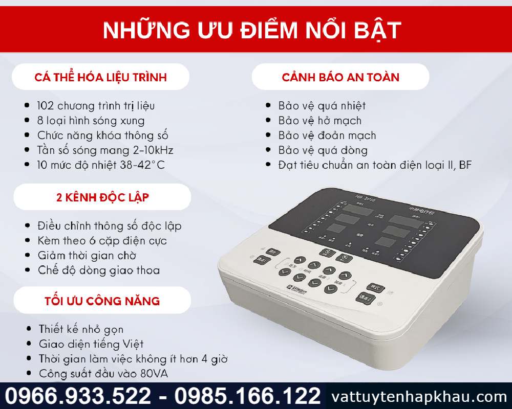 Máy điện xung trung tần giao thoa 2 kênh